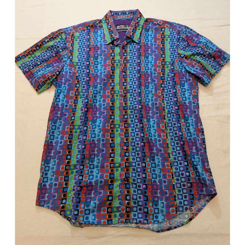 Wil Stiles Palm Springs Limited Edition Geometric Print Button Up Shirt Mens L